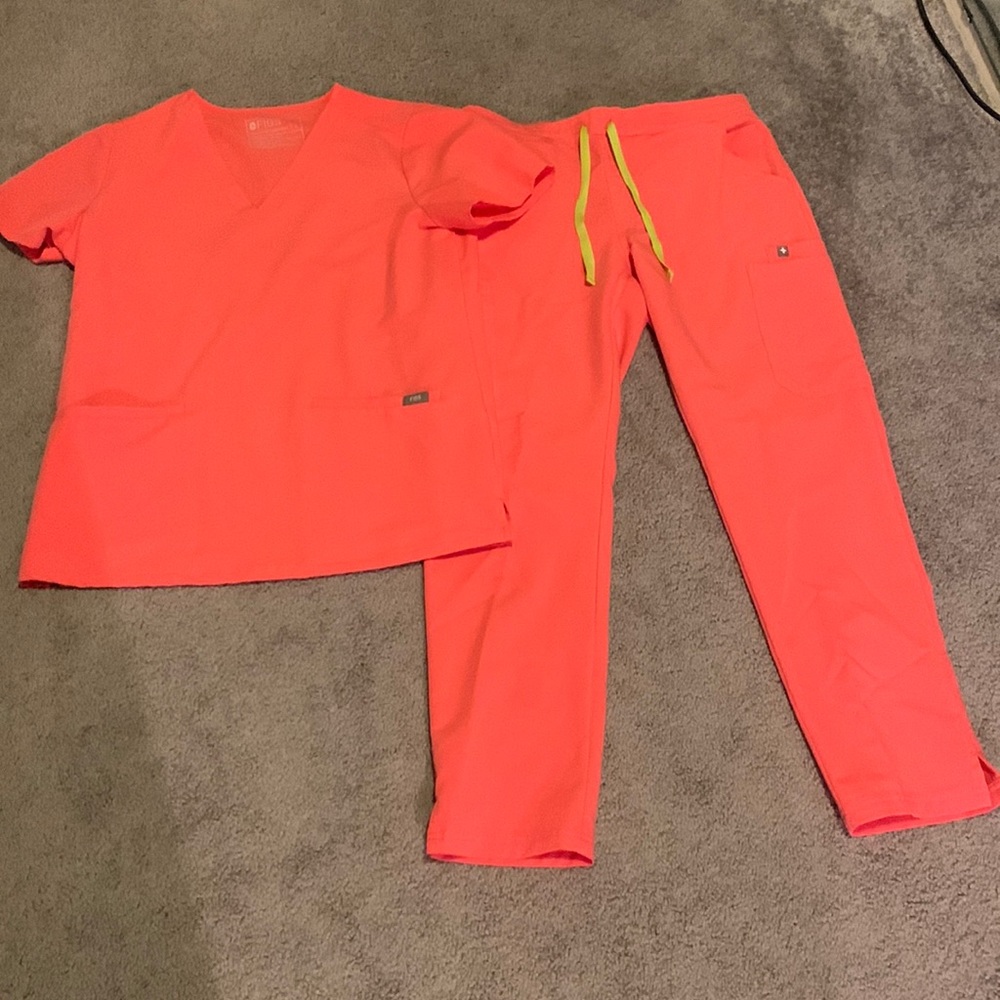 FIGS scrubs. Hot Coral
